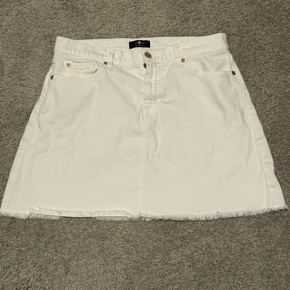 7 FOR ALL MANKIND Denim White A-Line Skirt Size:28 - Picture 3 of 10